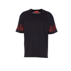 Vision Of Super Men T-Shirtmwith Embroidered Logo And Flames